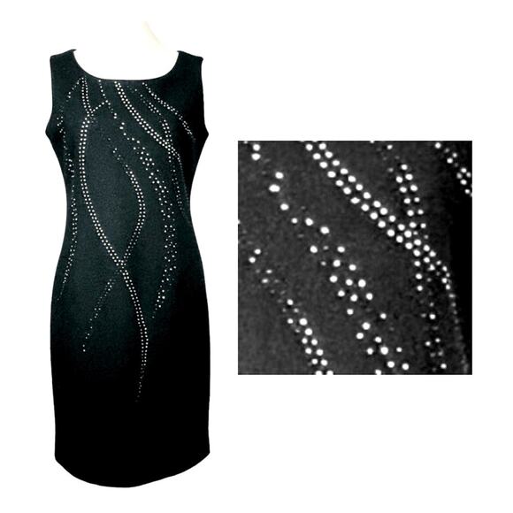 🆕 Pierre Cardin Dress Womens Size 6 8 Black Wool Blend Rhinestone Sparkles Chic - Picture 1 of 16